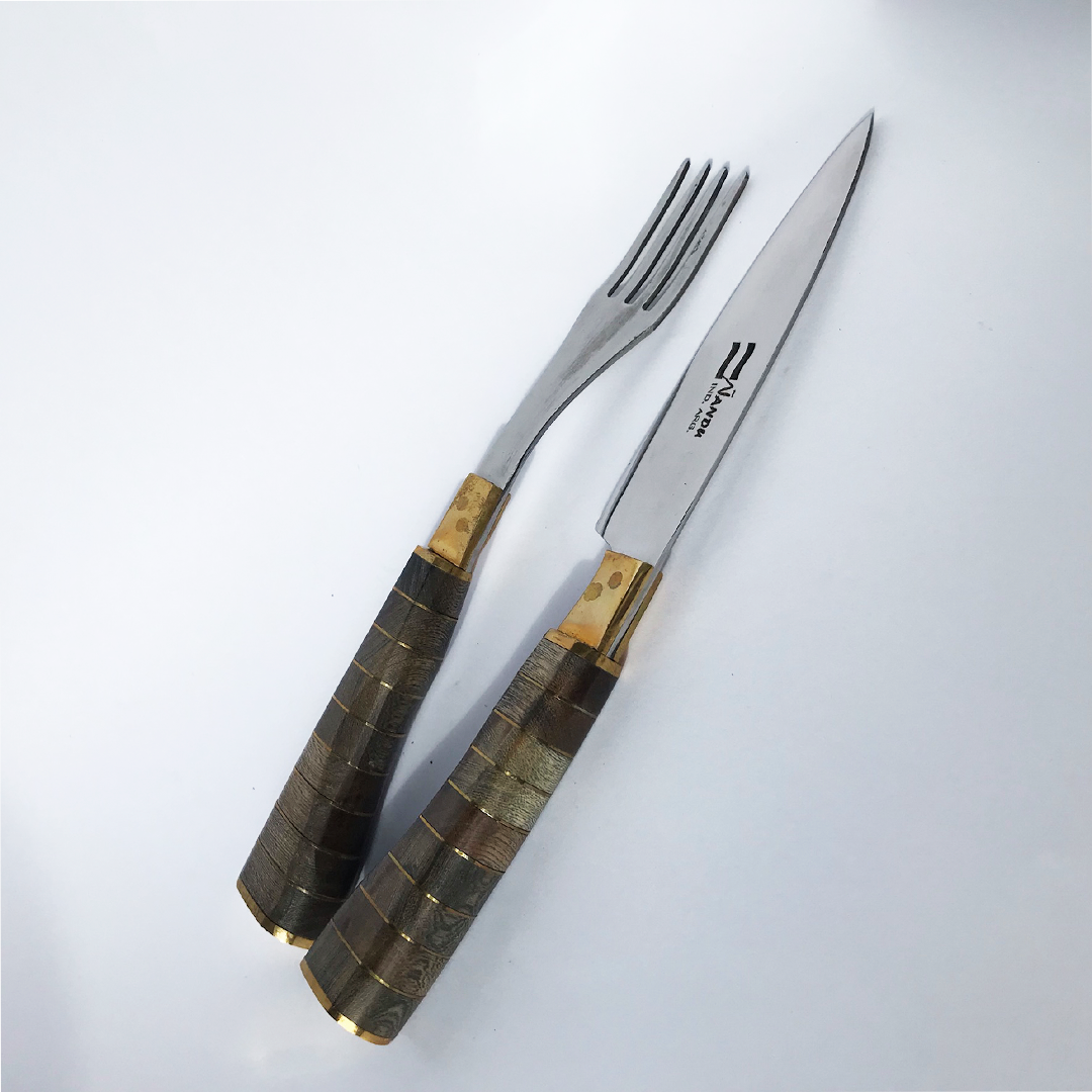 Fork and Knife Set - Bronze rings