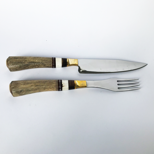 Fork and Knife Set - Bronze brooch 2