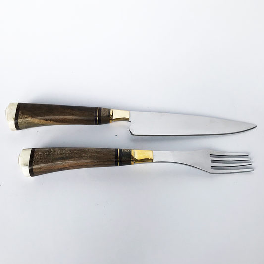 Fork and Knife Set - Bronze brooch